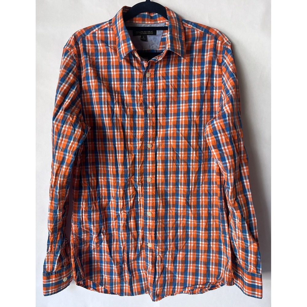 BANANA REPUBLIC‎ TAILORED SLIM FIT 100% COTTON SHIRT ORANGE Sz SMALL
